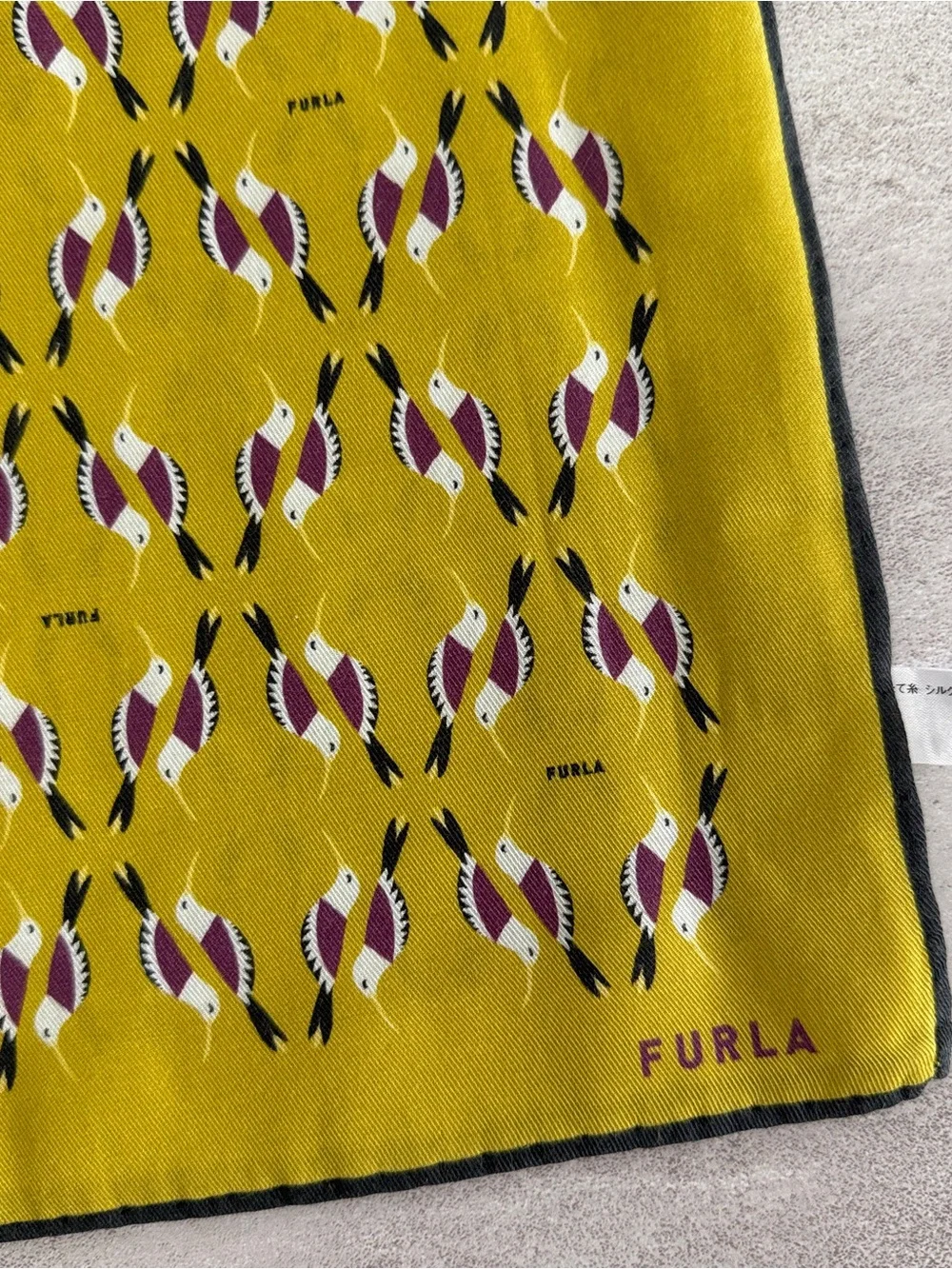 Furla Chartreuse Patterned Silk Square Scarf